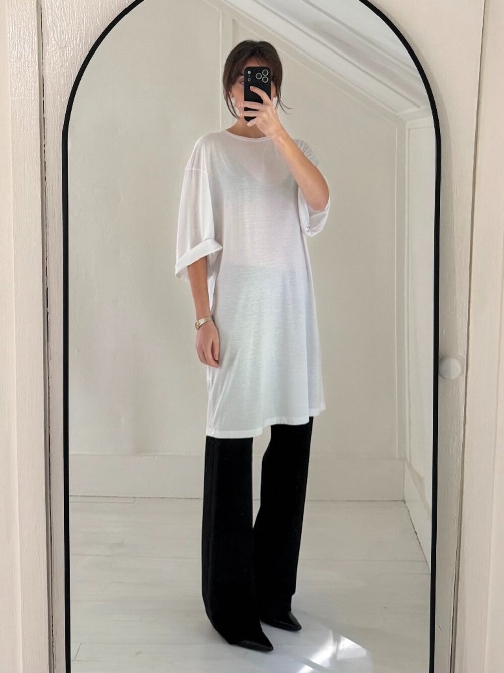 Toteme Tencel-Cotton Relaxed Tee Dress in White Size XS Retail $290